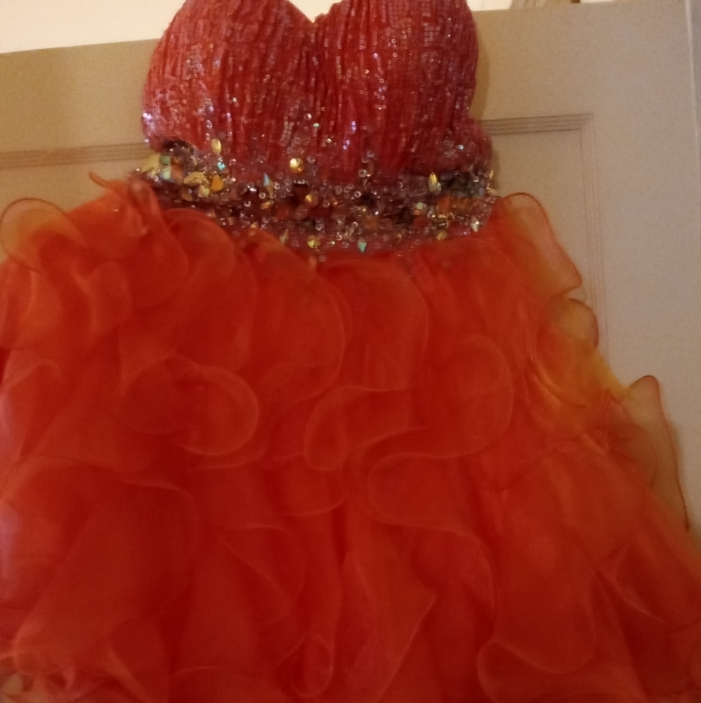 Orange formal mini dress